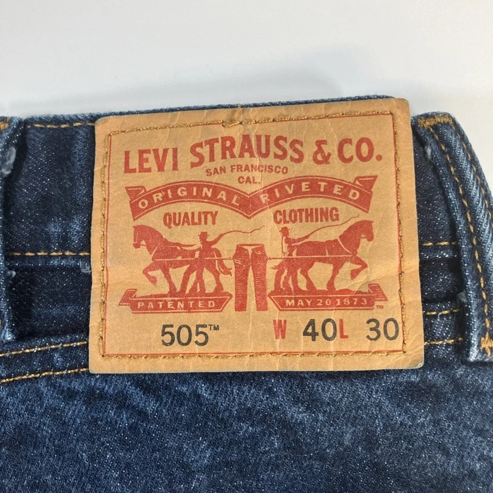 Levi's 505 Jeans Mens 40x30 Dark Wash Regular Straight Stretch Denim